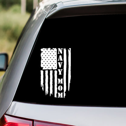 Navy Mom US Flag Decal