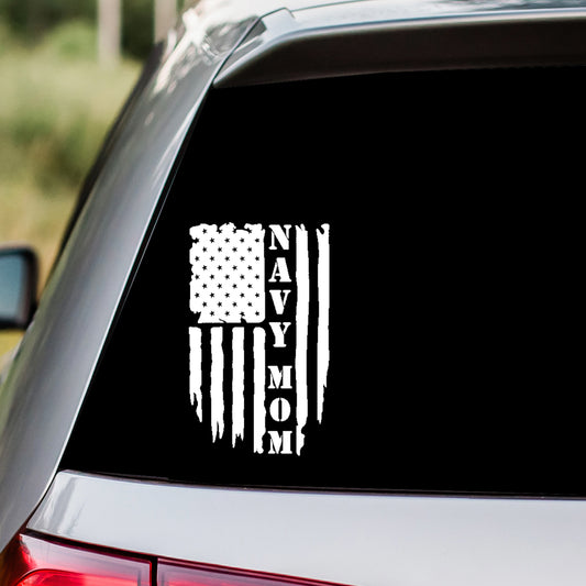 Navy Mom US Flag Decal