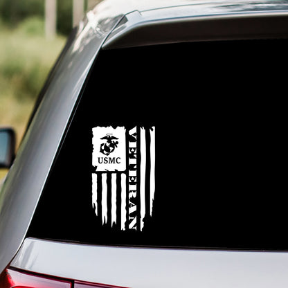 USMC Veteran US Flag Decal Sticker
