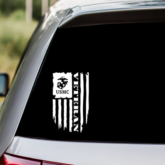 USMC Veteran US Flag Decal Sticker